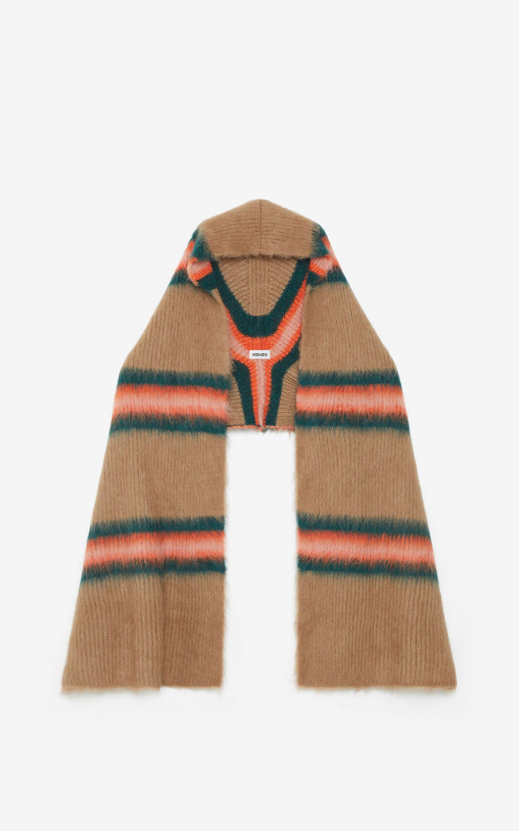 Kenzo Striped alpaca wool Tørklæde Herre - MørkeBeige DK-198179